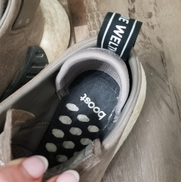 Grey beige suede running sneakers adidas womens 7 - Picture 3 of 4